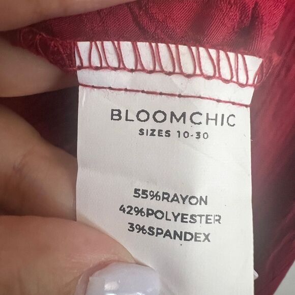 Bloomchic Long Sleeve Midi Dress Red - Picture 6 of 7